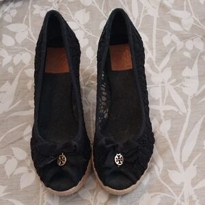 Tory Burch Peep Toe Espadrilles. Size 10
